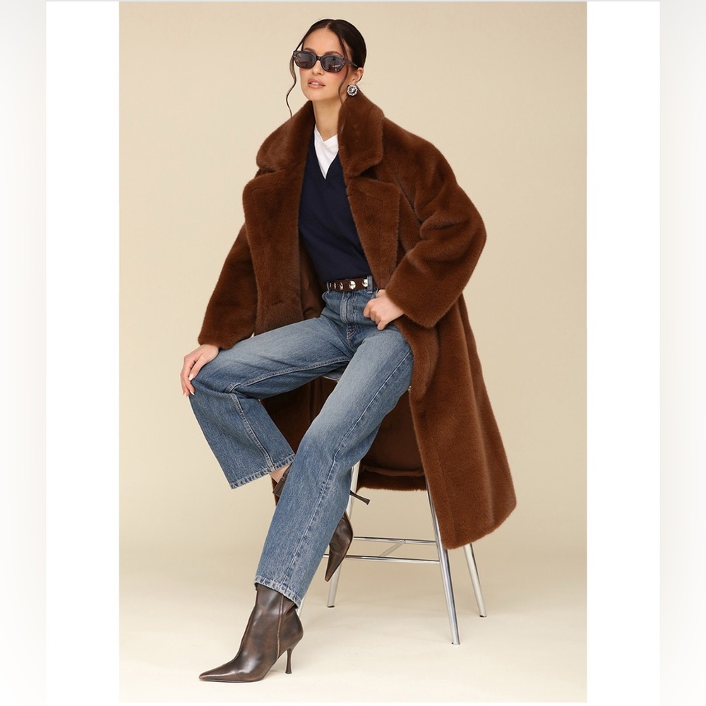 Avec Les Filles oversized faux fur coat - Picture 3 of 14